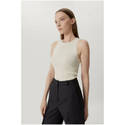 The Ultrasoft Wool Ribbed Tank Top - Natural White