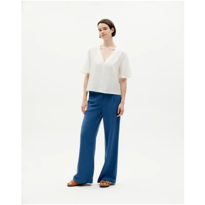 Thinking MU Damen vegan Bluse Libelle Weiß