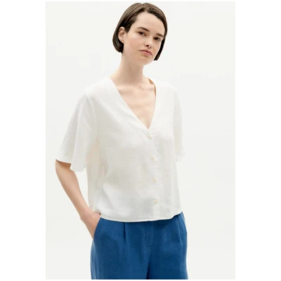 Thinking MU Damen vegan Bluse Libelle Weiß