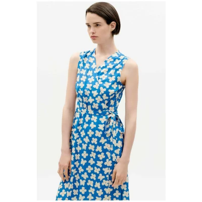 Thinking MU Damen vegan Kleid Amapola Big Butterfly Blau