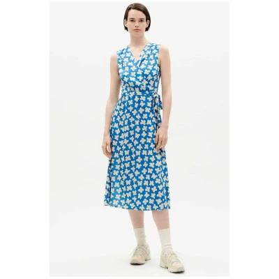 Thinking MU Damen vegan Kleid Amapola Big Butterfly Blau