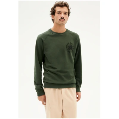 Thinking MU Herren vegan Glückliche Sonne Grünes Sweatshirt