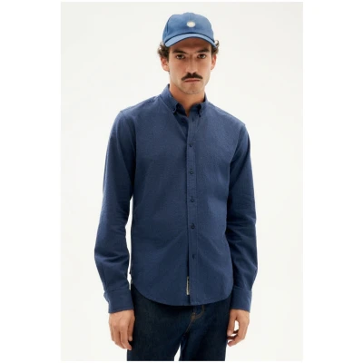 Thinking MU Herren vegan Hemd Ameisenblau