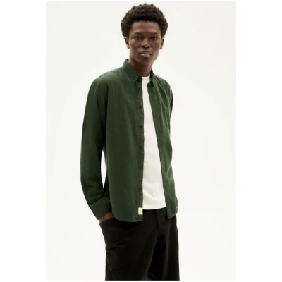 Thinking MU Herren vegan Hemd Microcorduroy Grün