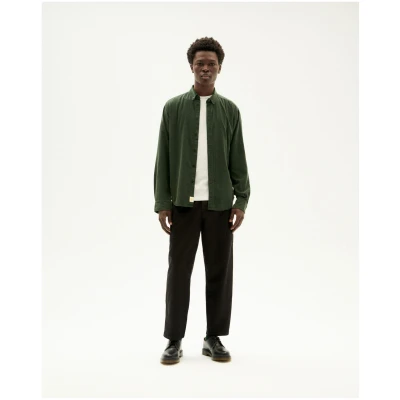 Thinking MU Herren vegan Hemd Microcorduroy Grün