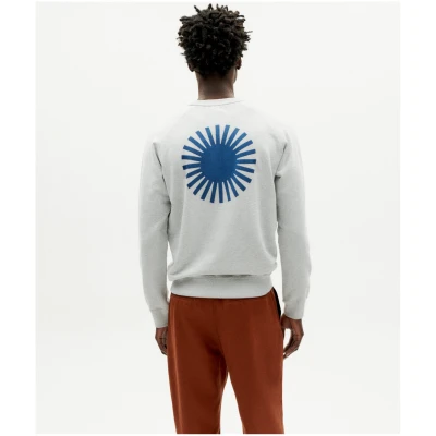 Thinking MU Herren vegan Sweatshirt Grau Sol Blau Hinten