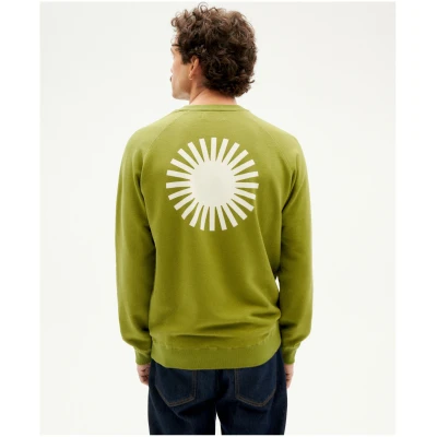 Thinking MU Herren vegan Sweatshirt Sonne Grün Weiß