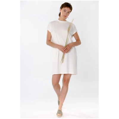 ThokkThokk Damen vegan Boxy T-Shirt Kleid Off White
