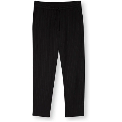 ThokkThokk Damen vegan Bundfaltenhosen Nadelstreifen Schwarz