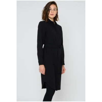 ThokkThokk Damen vegan Hemdkleid Nadelstreifen Schwarz