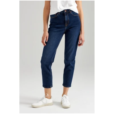 ThokkThokk Damen vegan Mom Cropped Jeans Indigoblau