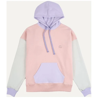 Trendsplant Damen vegan Hoodie Oversized Color Block Pink, Lila & Grün