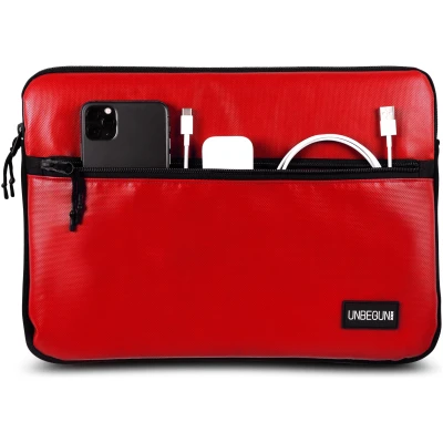UNBEGUN Herren vegan Laptop-Hülle Fronttasche Rot