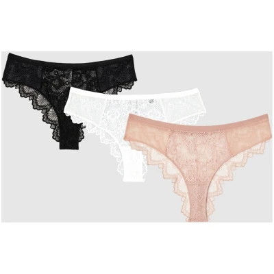 Understatement Damen vegan 3x Slips Très Cheeky Multicolor