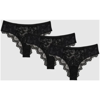 Understatement Damen vegan 3x Slips Très Cheeky Schwarz