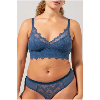 Understatement Damen vegan Bralette Lace Support Faded Blue
