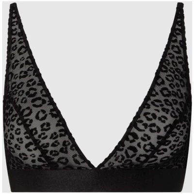 Understatement Damen vegan Bralette Plunge Mesh Wild Polish Leopard Schwarz