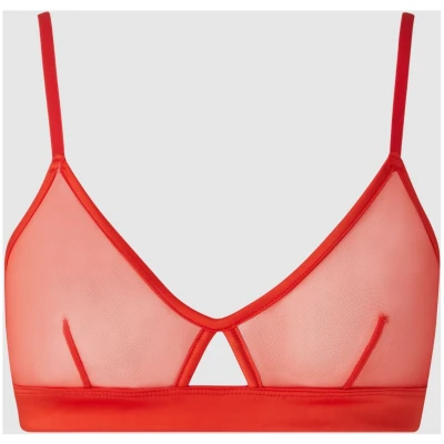 Understatement Damen vegan Mesh Cut-Out Triangle Bralette Feurig Rot