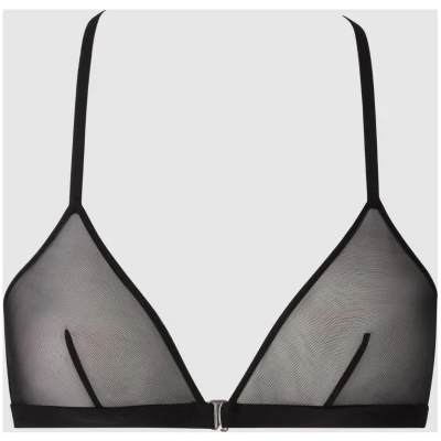 Understatement Damen vegan Mesh Raceback Triangle Bralette Schwarz