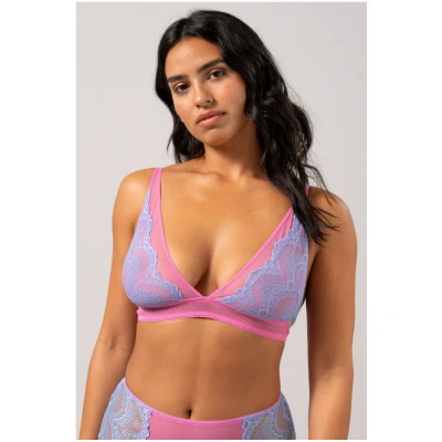Understatement Damen vegan Plunge Bralette Hellblau Candy Pink