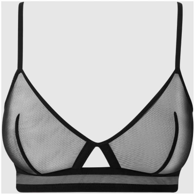 Understatement Damen vegan Triangel Bralette Cut-Out Mesh Schwarz