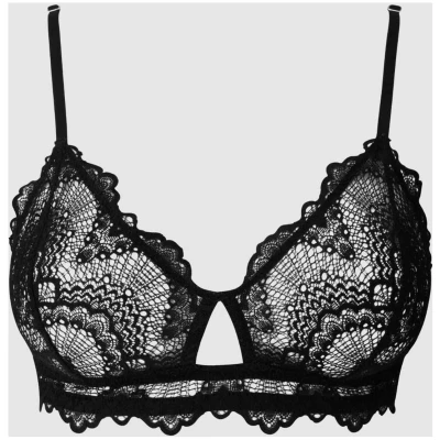 Understatement Damen vegan Triangel Bralette Cut-Out Schwarz