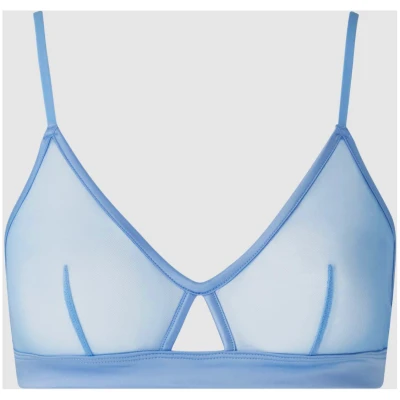 Understatement Damen vegan Triangel Bralette Mesh Cut-Out Hellblau