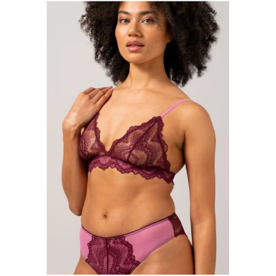 Understatement Damen vegan Triangle Bralette Burgundy Rot & Candy Pink