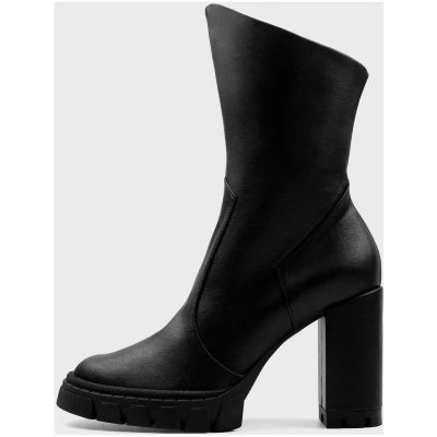 Vegan Grape Leather Heeled Boots