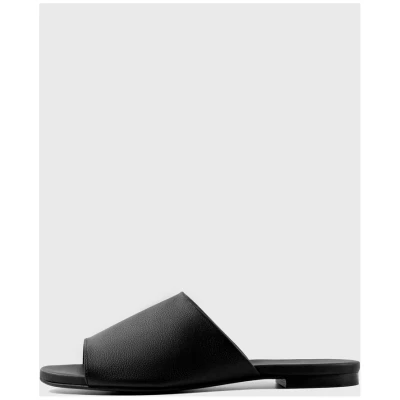 Vegan Grape Leather Slides Black