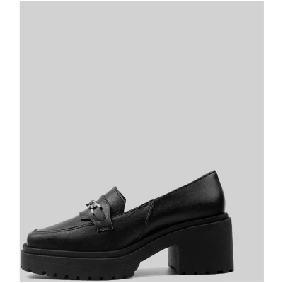 Vegan Grape Leather Squared Chunky Loafers Black