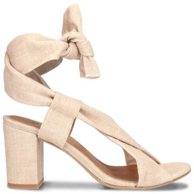 Violet Beige Vegan High-heeled Sandals With a Knot