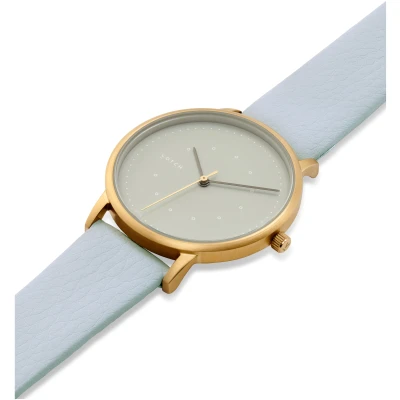 Votch Damen vegan Uhr Lyka Gold & Hellblau Mit Grau