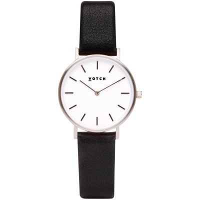 Votch Damen vegan Uhr Petite Silber, Schwarz & Weiß