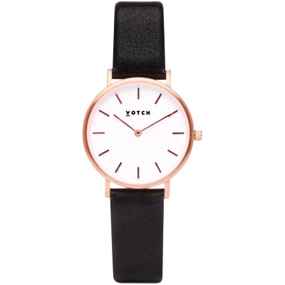 Votch Herren vegan Petite Uhr Roségold, Schwarz & Weiß