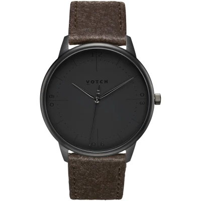 Votch Herren vegan Uhr Aalto Black & Brown Piñatex - Schwarz
