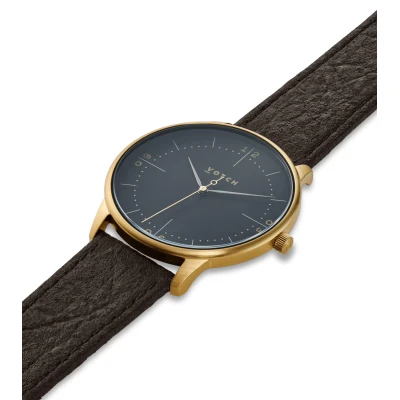 Votch Herren vegan Uhr Aalto Gold & Brown Piñatex - Schwarz