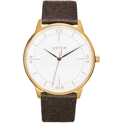 Votch Herren vegan Uhr Aalto Gold & Dunkelbraun Piñatex