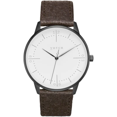 Votch Herren vegan Uhr Aalto Schwarz & Dunkelbraun Piñatex