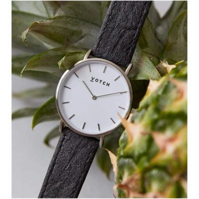 Votch Herren vegan Uhr Classic Piñatex Silber & Weiß