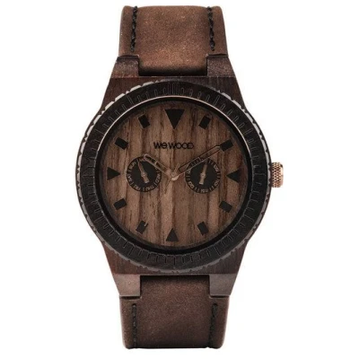 WEWOOD Holz-Armbanduhr LEO LEATHER CHOCOLATE | 100% hautverträglich