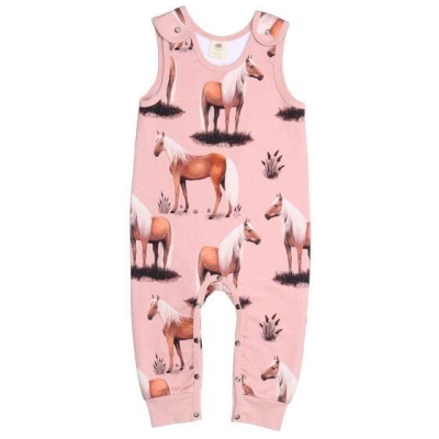 Walkiddy Beauty Horses Rosa Öko-Strampler - Allergiefreundlich und Nachhaltig - GOTS zertifiziert