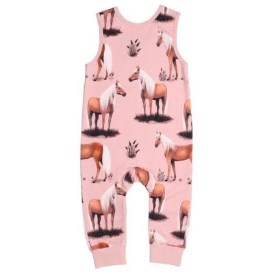 Walkiddy Beauty Horses Rosa Öko-Strampler - Allergiefreundlich und Nachhaltig - GOTS zertifiziert