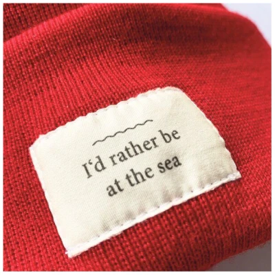 Waterkoog Kuschelige Merino Mütze - I'd rather be at the sea, rot