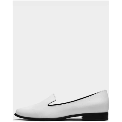 White Vegan Grape Leather Loafers