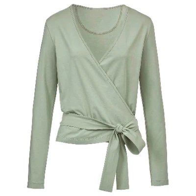 Wickelshirt aus Bio-Baumwolle mit Elastan, schilf 40/42