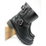 Will's Vegan Shop Biker-Stiefel Schwarz Damen