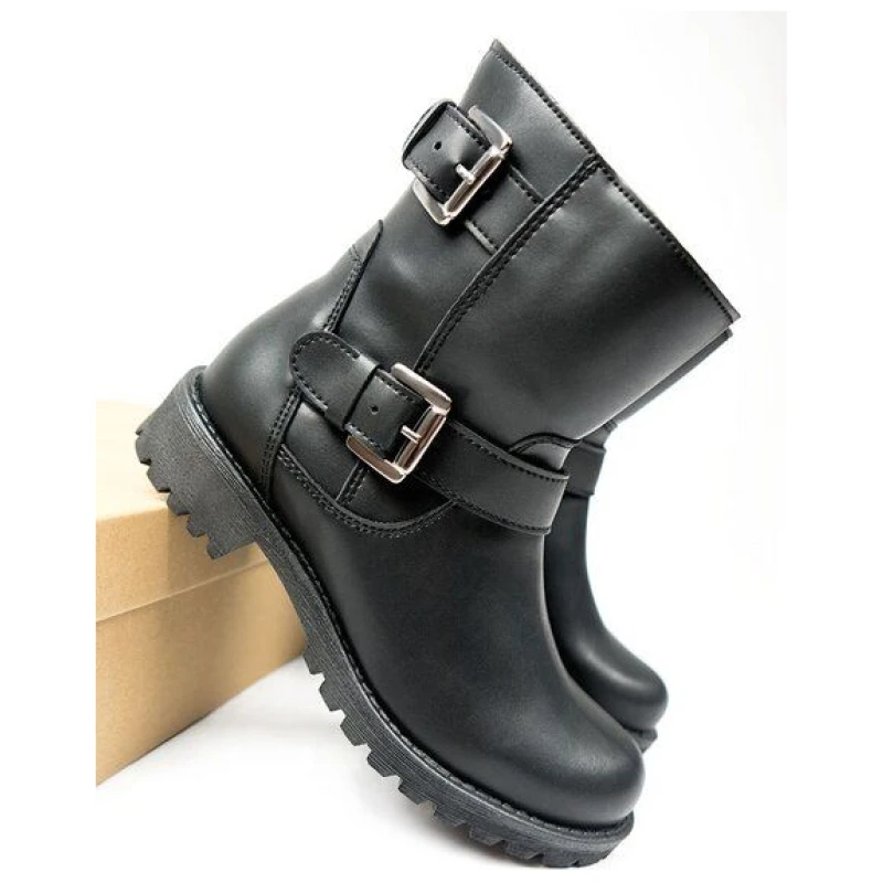 Will's Vegan Shop Biker-Stiefel Schwarz Damen