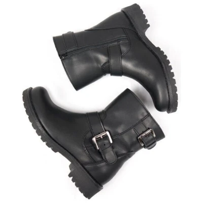 Will's Vegan Shop Biker-Stiefel Schwarz Damen