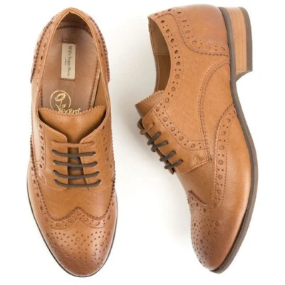 Will's Vegan Shop City Wingtip Brogue Oxfords Hellbraun Herren